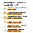 ИБП для котла Энергия Гарант 1000 + Аккумулятор Grid 100 Ah 12 v (600Вт - 91мин) - ИБП и АКБ - ИБП для котлов - Магазин электротехнических товаров Проф Ток